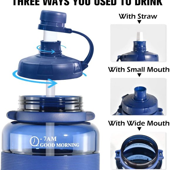 Sports Water Bottle with Strap Portable Motivational with Time Mark Large size - Picture 7 of 16